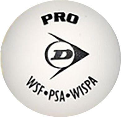 balle de squash PRO dunlop pour court vitré. l'officiel championship.