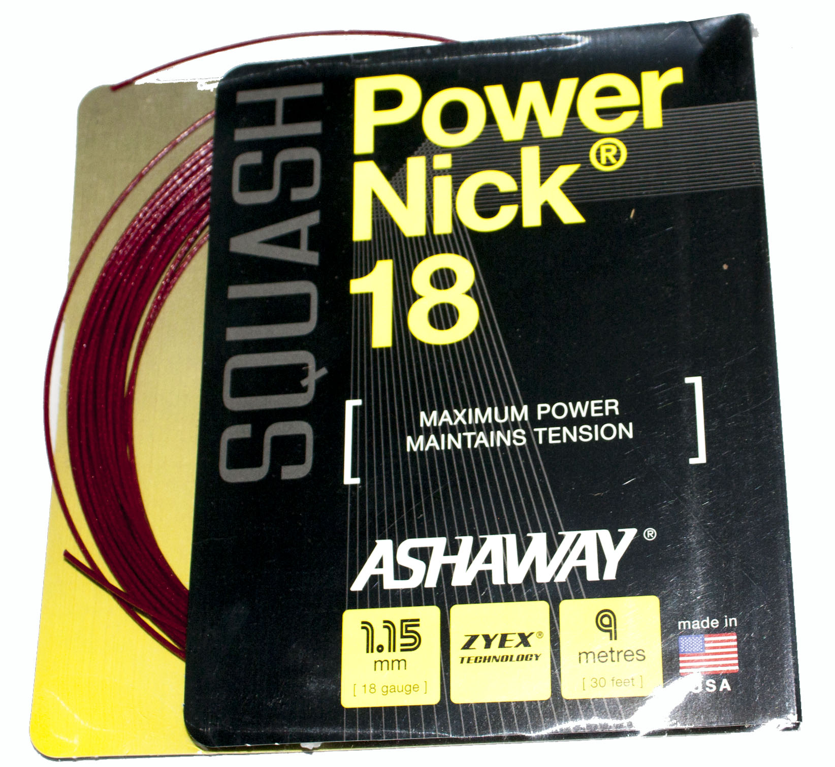 Le cordage PowerNick d'Ashaway est assez rugueux et confortable. Pour les joueurs désirant avoir du touché et de pouvoir mettre des effets à la balle. Mais moins de rendement que la référence citée.